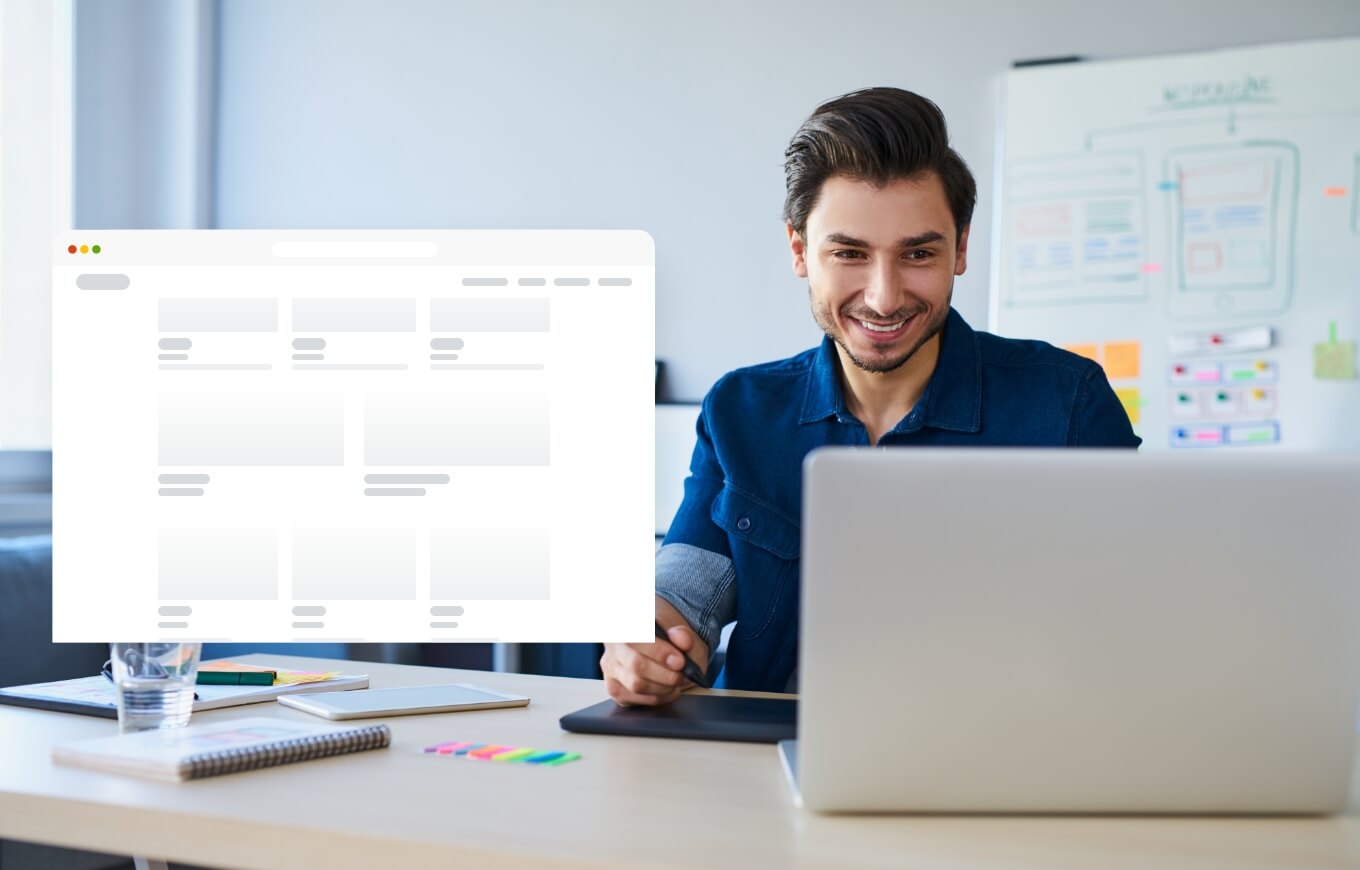 A man working at his laptop.